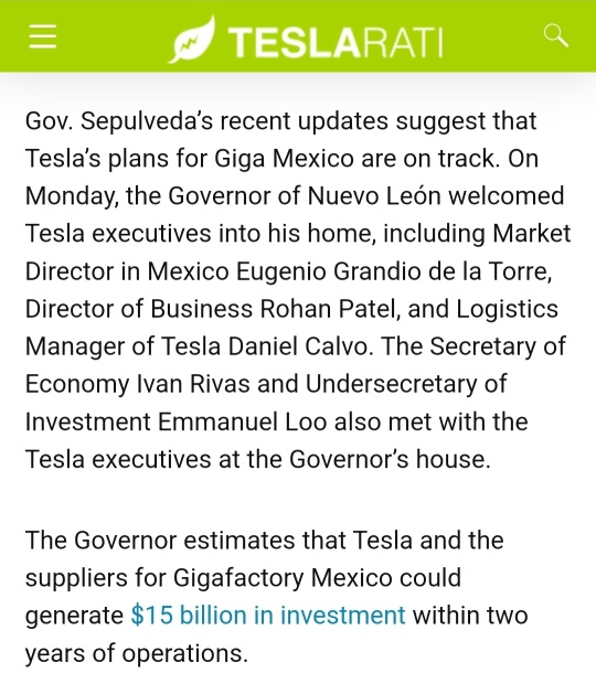 Gov. Sepulveda’s updates suggest Tesla’s plans for Giga Mexico are on track.