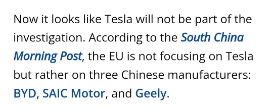 BYD, SAIC Motor and Geely under EU investigation into Chinese EV subsidies Tesla not in the list