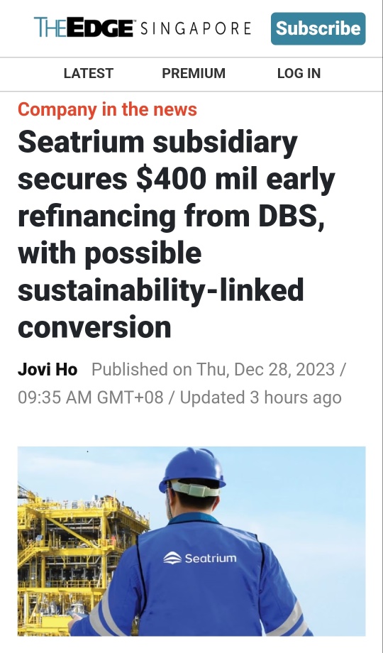 Seatrium subsidiary secures $400M early refinancing from DBS