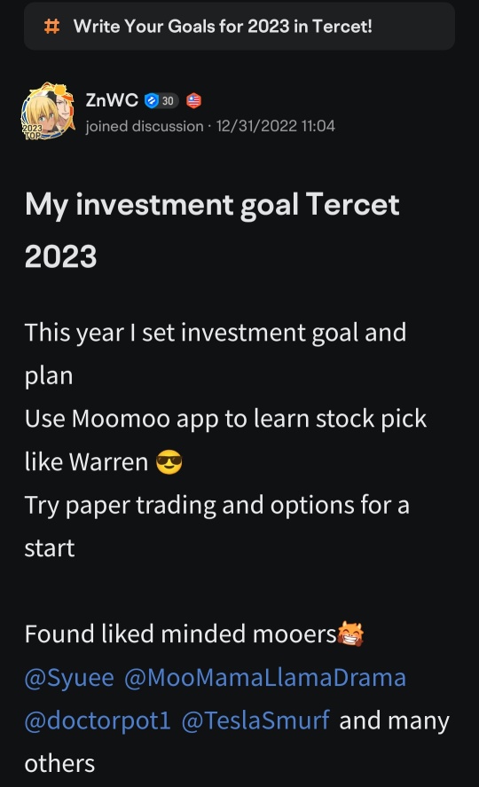 反映我在 2023 年的投資目標，並為 2024 年設定新的投資目標