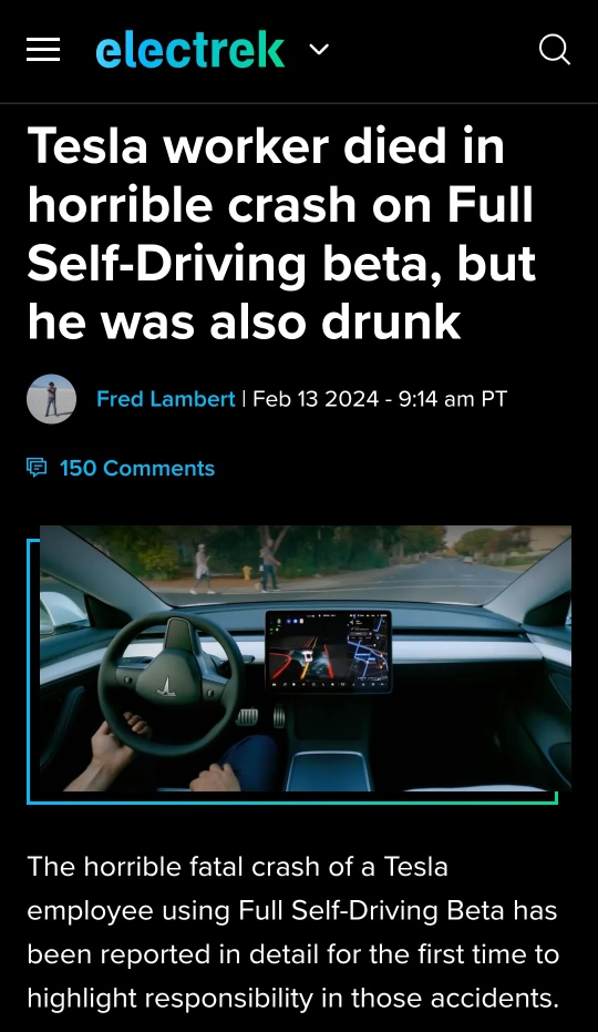 Tesla worker died in a crash on FSD beta and he was drunk driving