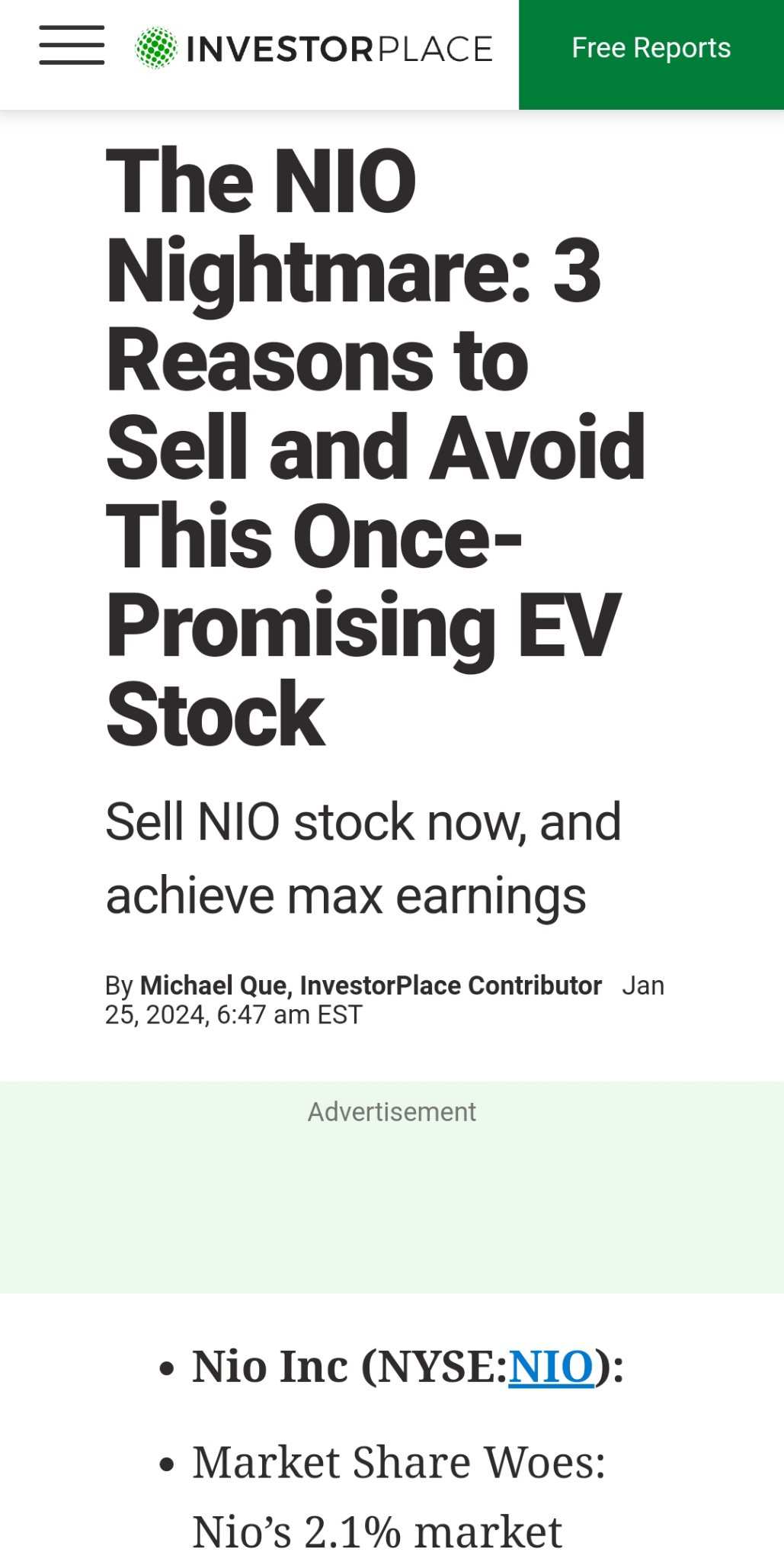 NIO Nightmare：出售和避开这只电动汽车股票的三个理由：投资者专区- moomoo 社区