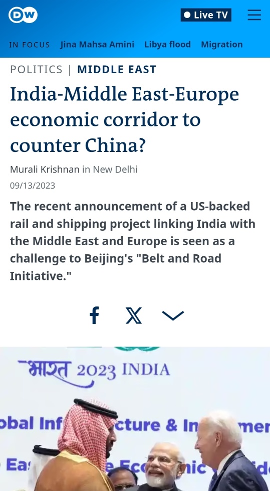東インド - 中東 - ヨーロッパ経済回廊は、中国に対抗するために使用されますか？