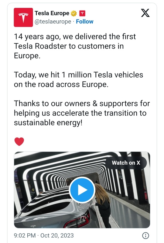 Tesla 剛剛出售歐洲第一百萬輛電動車，Model Y 登上銷售頂級銷售排行榜
