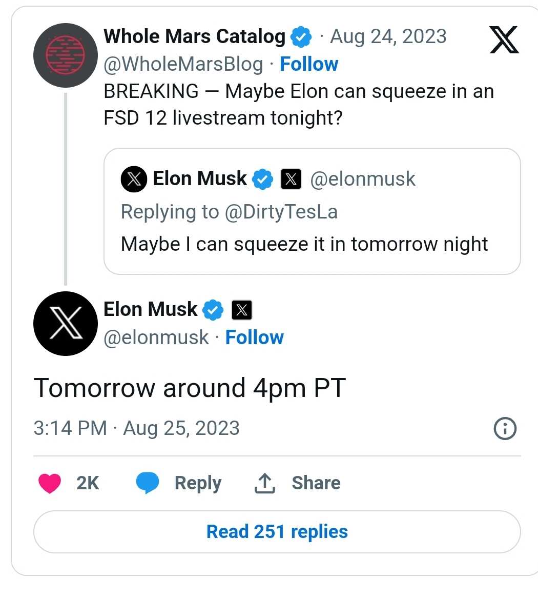 Get Ready For Tesla FSD V12: Elon Musk Confirms Time For Liv... - moomoo  Community