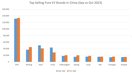 除了比亞迪以外，還有其他潛在的電動汽車製造商在中國市場嶄露頭角嗎？