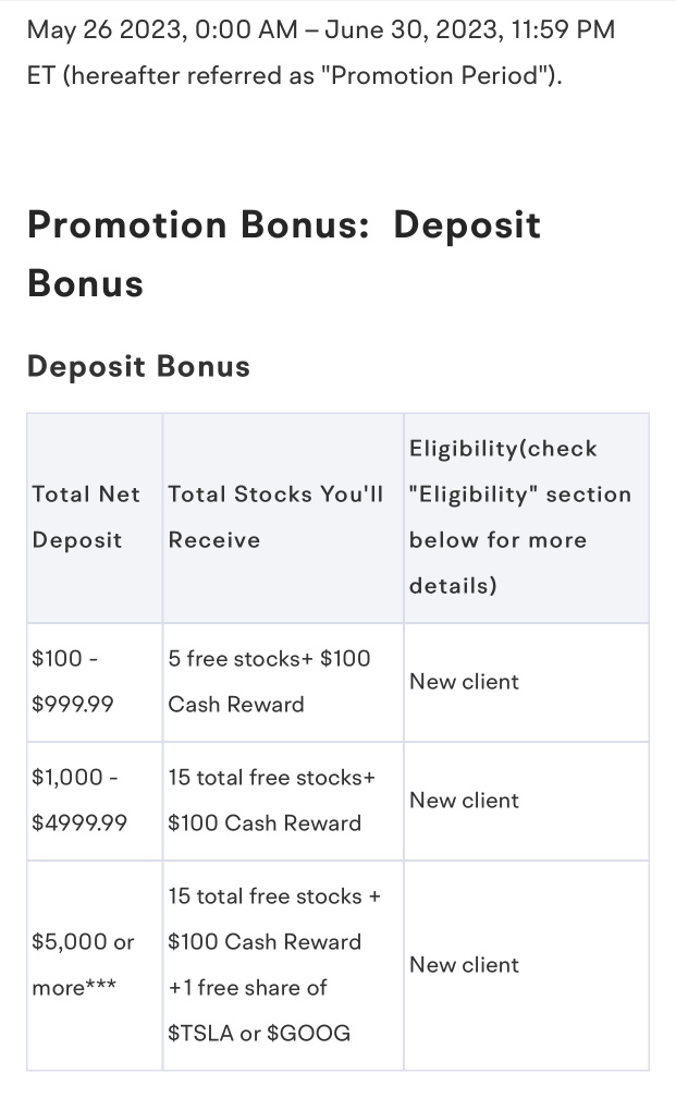 FAQ (For US residents) : How Do I Get The Free Stock for Joining and Depositing?