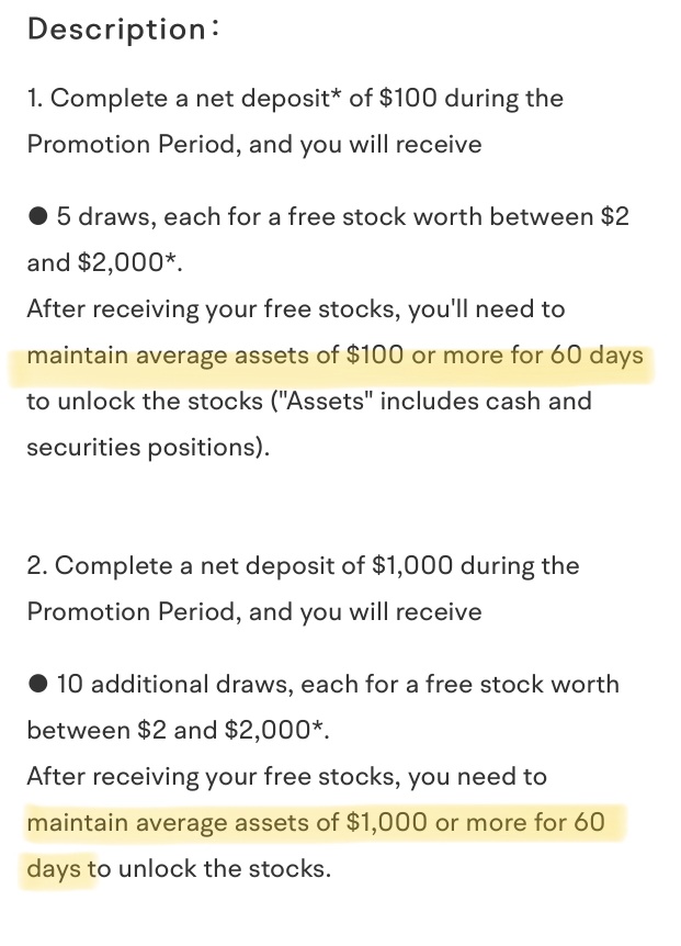 FAQ (For US residents) : How Do I Get The Free Stock for Joining and Depositing?
