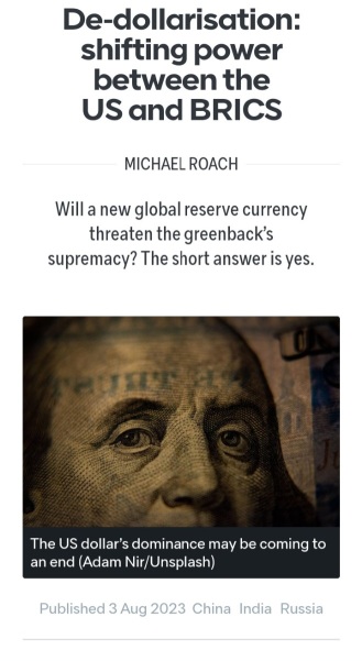 Countries are increasing their de-dollarisation, threatening the dollar's supremacy