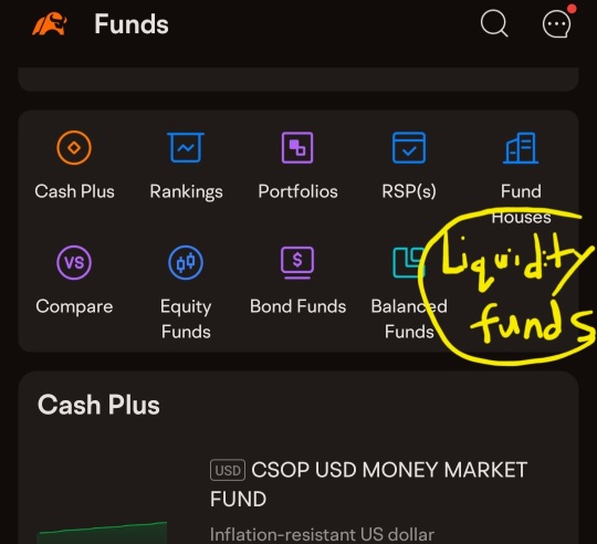 Funds section - Shortcut