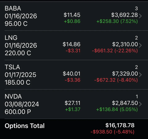 My options positions at the moment