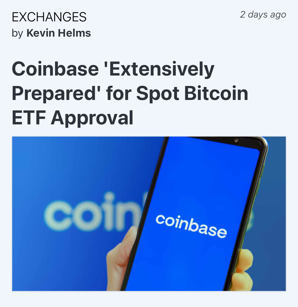 $Coinbase (COIN.US)$ Crypto exchange Coinbase says that it has “extensively prepared” for spot bitcoin exchange-traded fund (ETF) approvals by the U.S. Securiti...