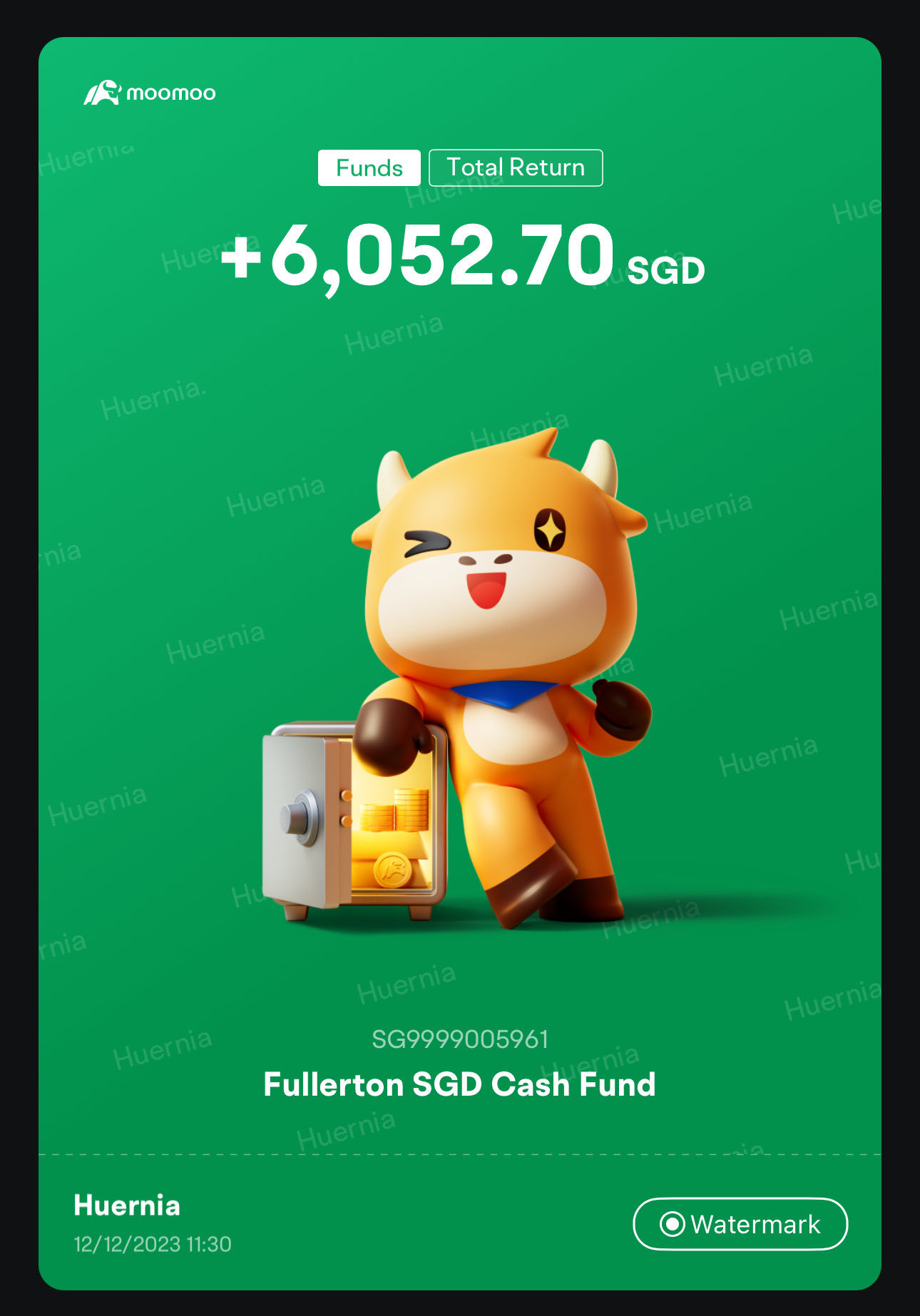 $Fullerton SGD Cash Fund (SG9999005961.MF)$ fullertonsgdcash fundからの総収益。銀行の定期預金ではこの金額は得られないとは思わない。