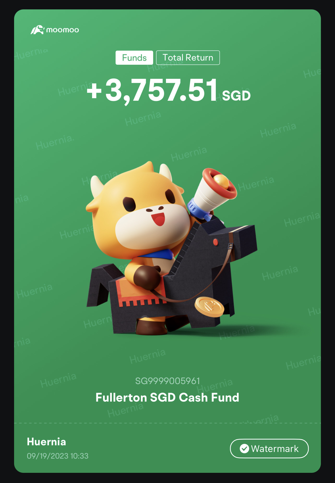 $Fullerton SGD Cash Fund (SG9999005961.MF)$ 2023年4月から私のミックスライスとコピマネーです！ある程度の節約のためにバランスをとりました 😄