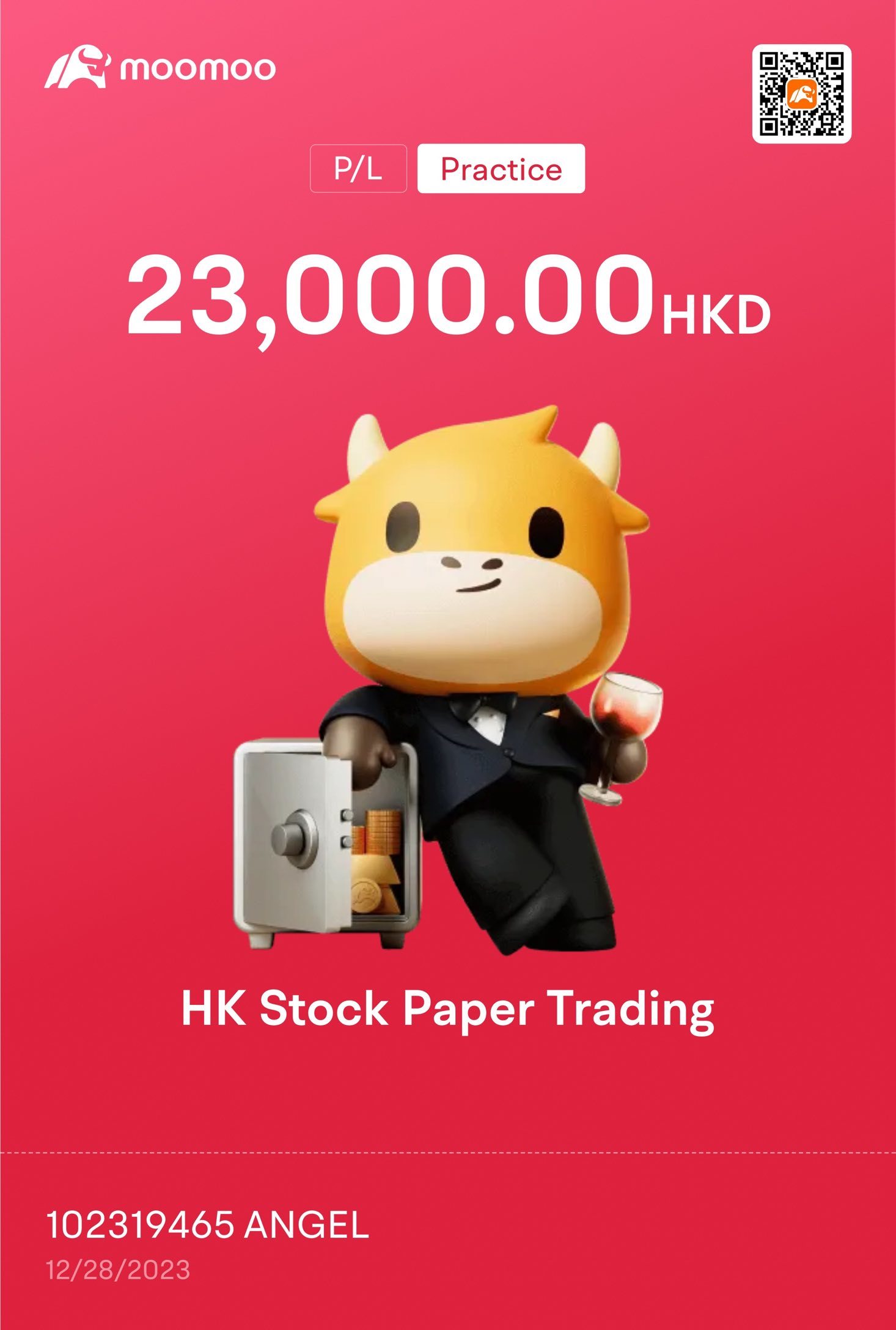 Paper Trade, win HKD23,000.00. Supper Happy [Thumbs Up]