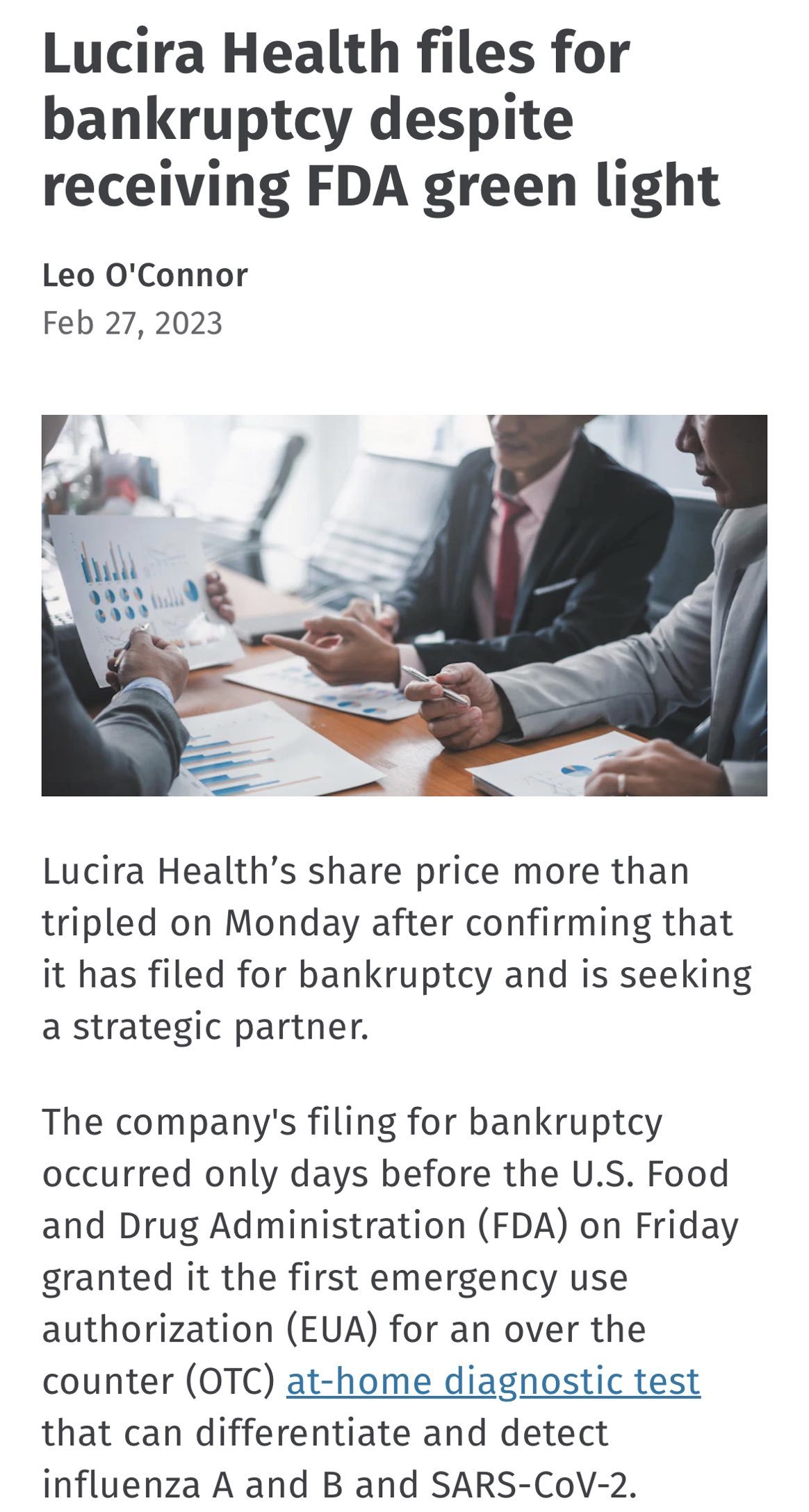 $Lucira Health (LHDX.US)$ Filed bankruptcy.. someone explain why the share price is increasing? Just because of FDA approval?