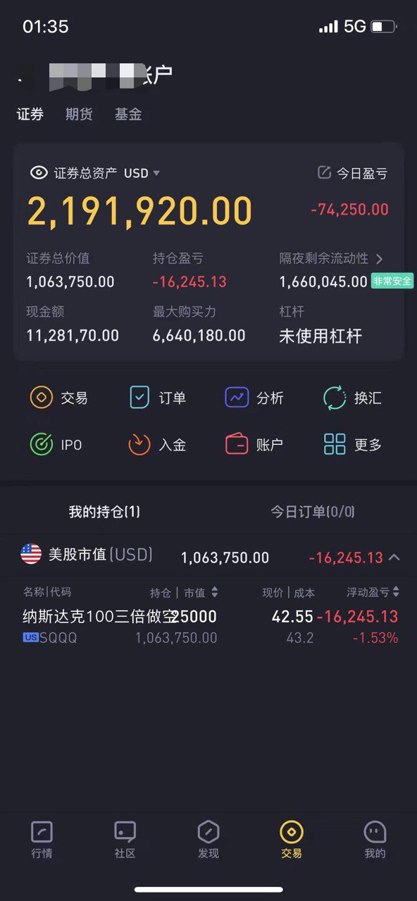 $3倍做空纳指ETF-ProShares (SQQQ.US)$ 美国CPI通胀率7.7%其实是特别高的，美国还需要至少半年（注意是至少）只要通胀问题不能得到解决美股就一直空，SQQQ昨天44买入15000股今天42又加仓空一万股，还是那句话近期一直看空