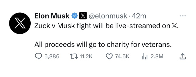 真的 Musk VS 扎克伯格