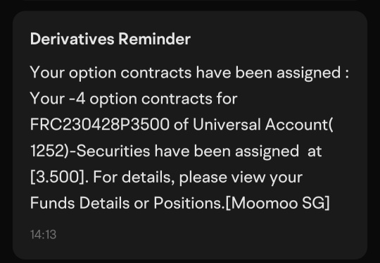 Assigned Out-of-Money FRC PUT Despite Closing Above Strike Price and Now Facing Delisting