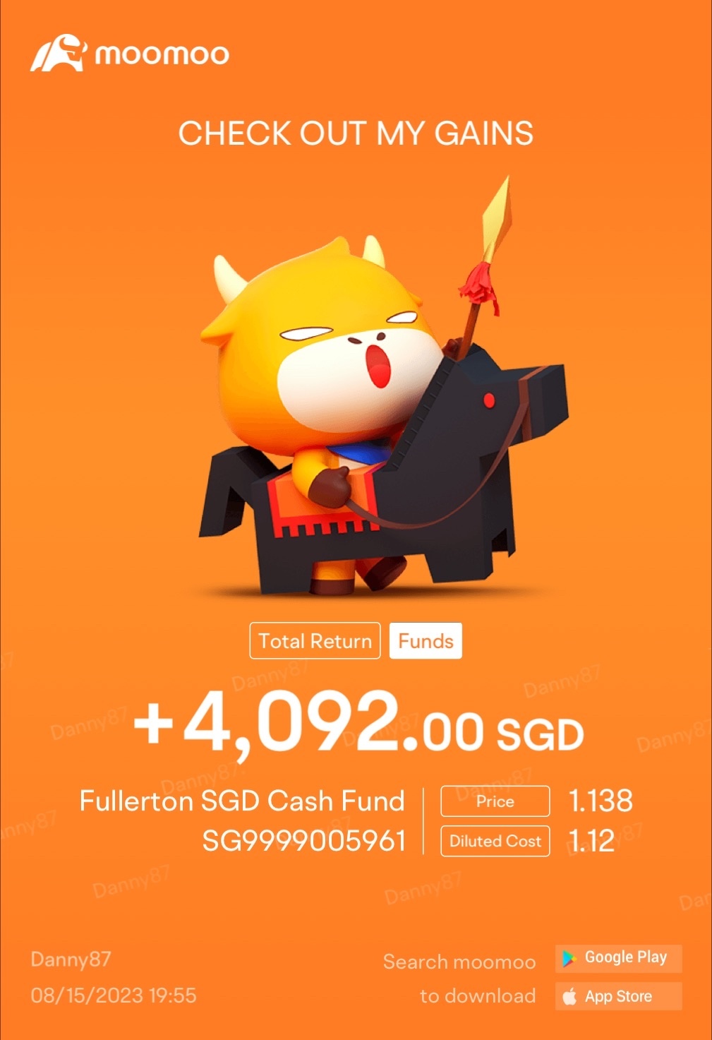 $Fullerton SGD Cash Fund (SG9999005961.MF)$ 11月以来、安定した日々の収入が続いています。