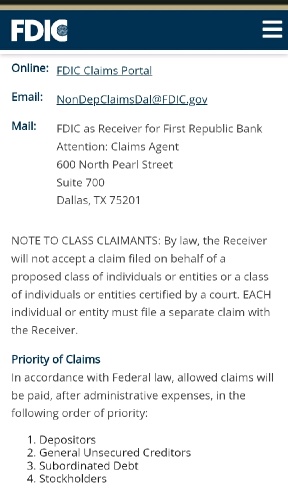 FDIC Claim Link for Share Holder!