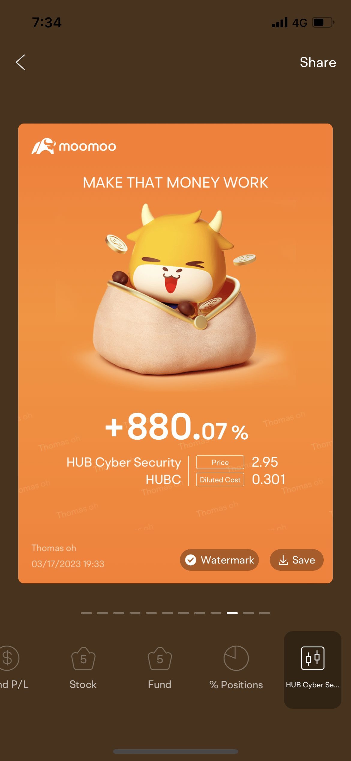 $HUB Cyber Security (HUBC.US)$ 酷，谢谢阿尔文兄弟，仍持有0.15万股份