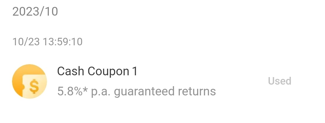 Why after 30days my 5.8% received a Cash coupon but used? and no money was added into my account.