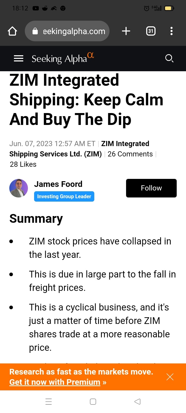 $ZIM Integrated Shipping (ZIM.US)$