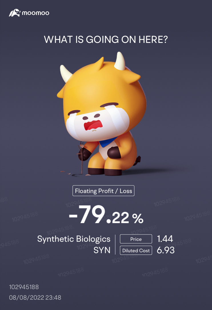 $Synthetic Biologics (SYN.US)$ [Sob] someone tell me what to do with this…