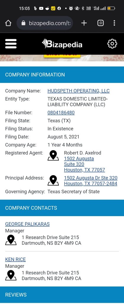Who registered Hudspeth Operating LLC?