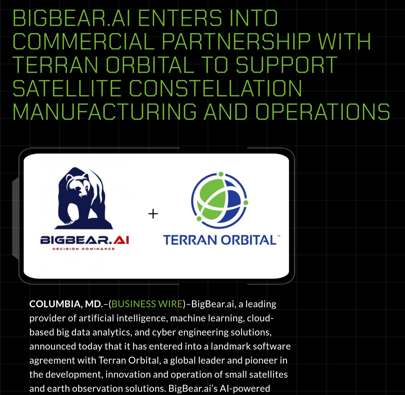 https://terranorbital.com/bigbear-ai-enters-into-commercial-partnership-with-terran-orbital-to-support-satellite-constellation-manufacturing-and-operations/