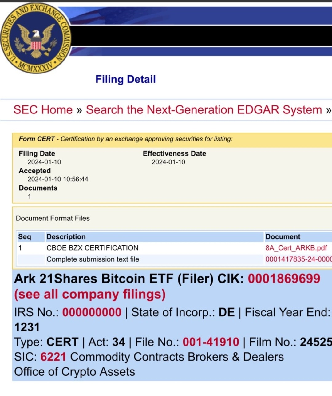 SEC网站上有更多即将获得批准的证据。