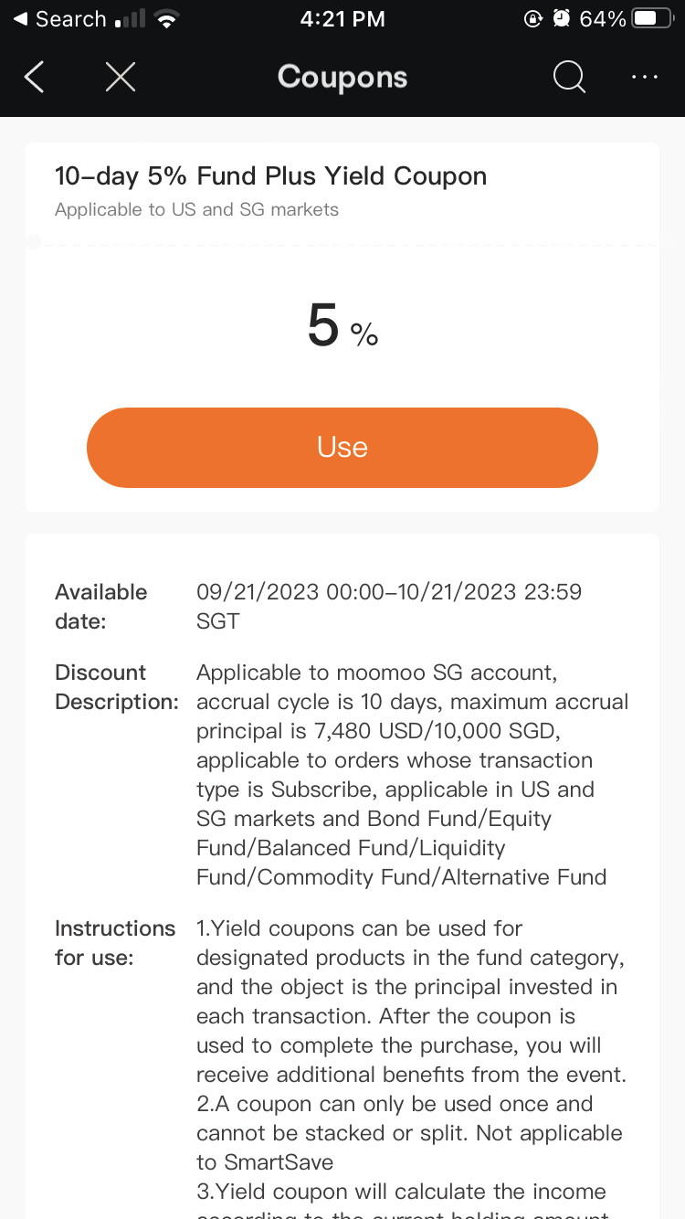 $Fullerton SGD Cash Fund (SG9999005961.MF)$ このクーポンの使用方法を知っている人はいますか？利用規約が非常にわかりにくいです。