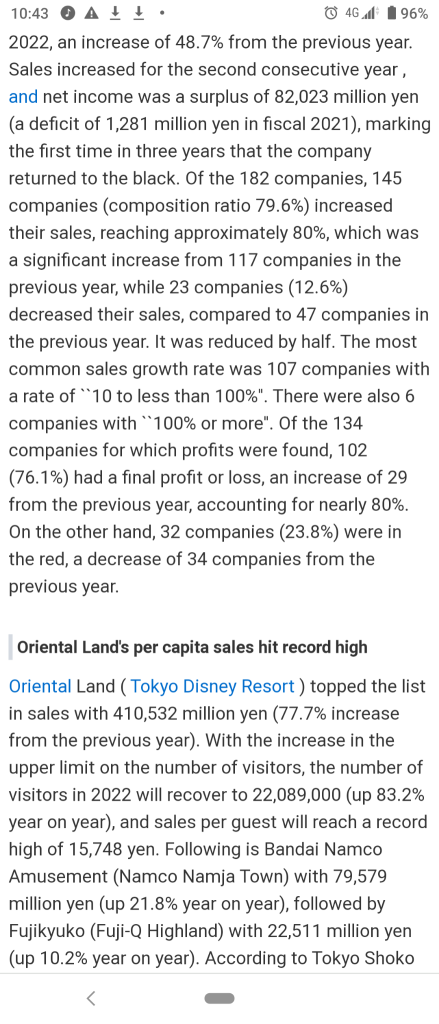 📡Oriental Land's per capita sales are the highest ever📡