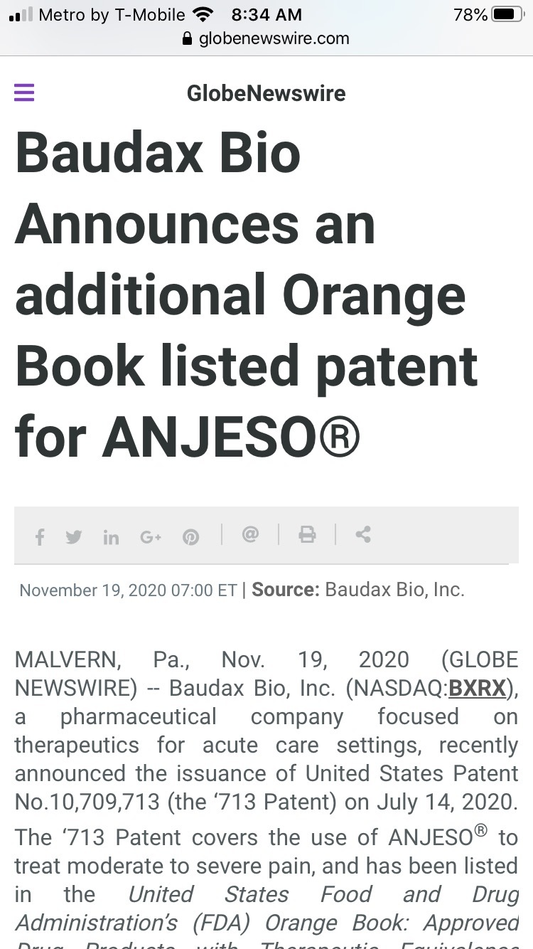 $Baudax Bio (BXRX.US)$