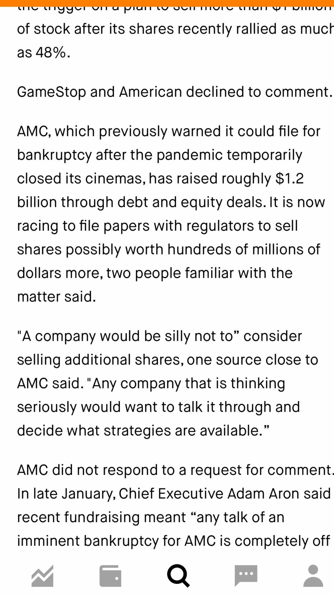 $AMCエンターテインメント クラスA (AMC.US)$AMCは書類を充分早く提出できないと述べました。彼らはおそらく彼らの全兵器をアンロードするつもりです。2億株。これはドキドキするでしょう。