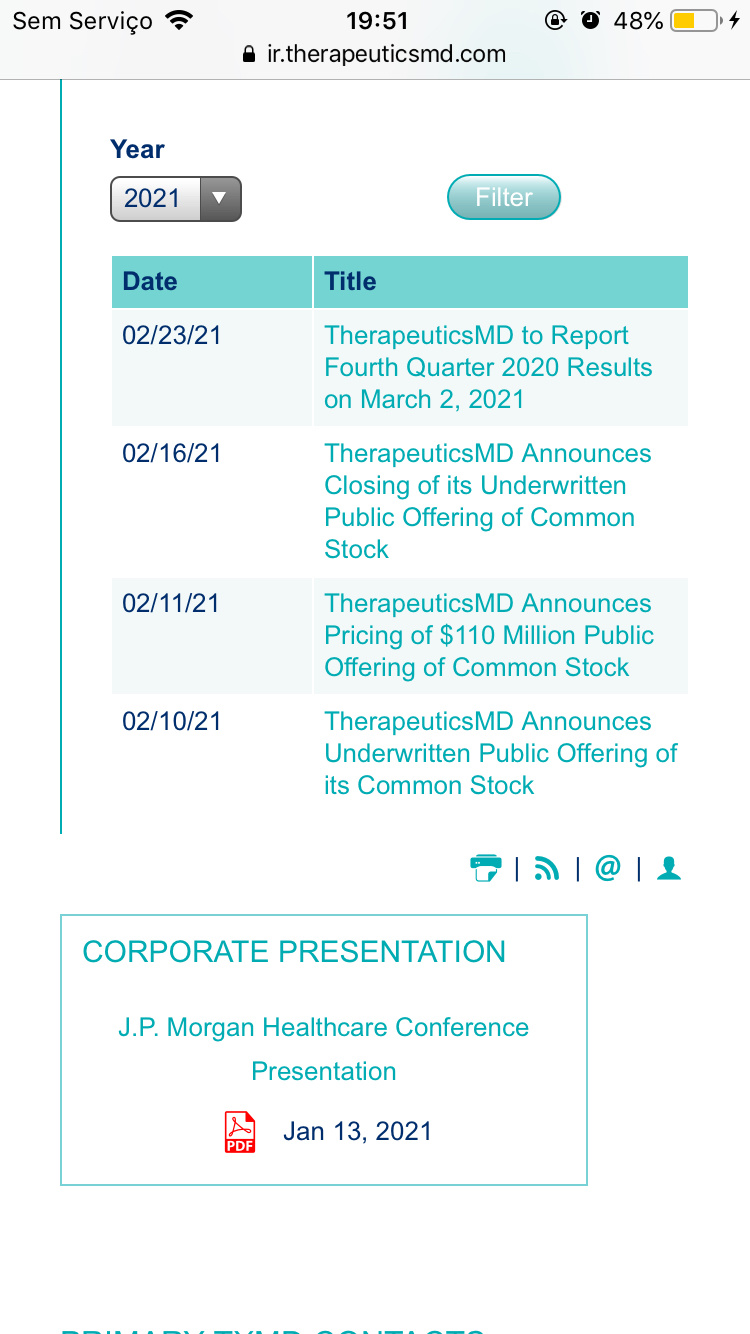 $TherapeuticsMD (TXMD.US)$ 第二十四季！！！