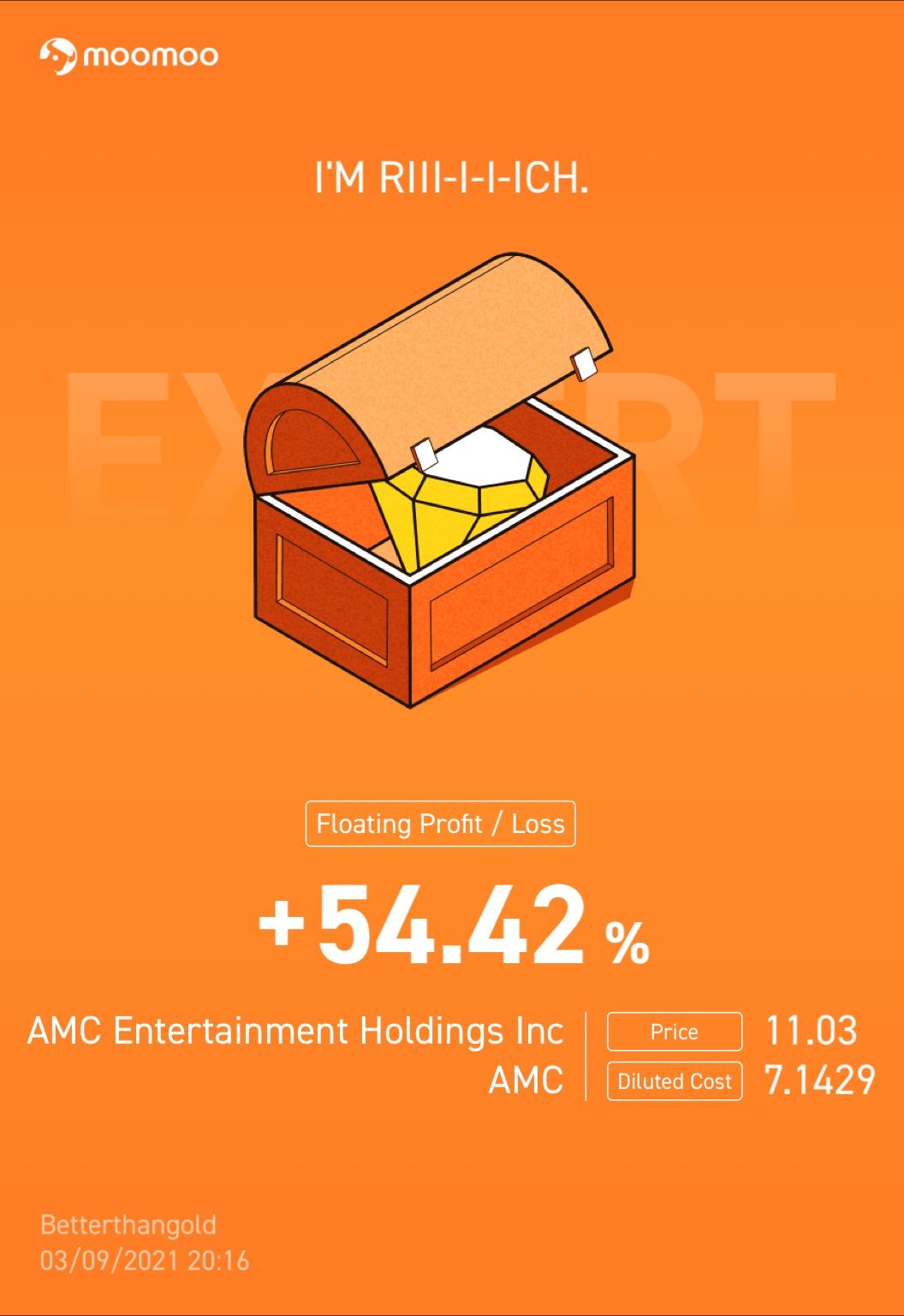 $AMC院线 (AMC.US)$ 用钻石手握住。GME 是可能发生的事情的典型例子。想想穷人，变穷人。