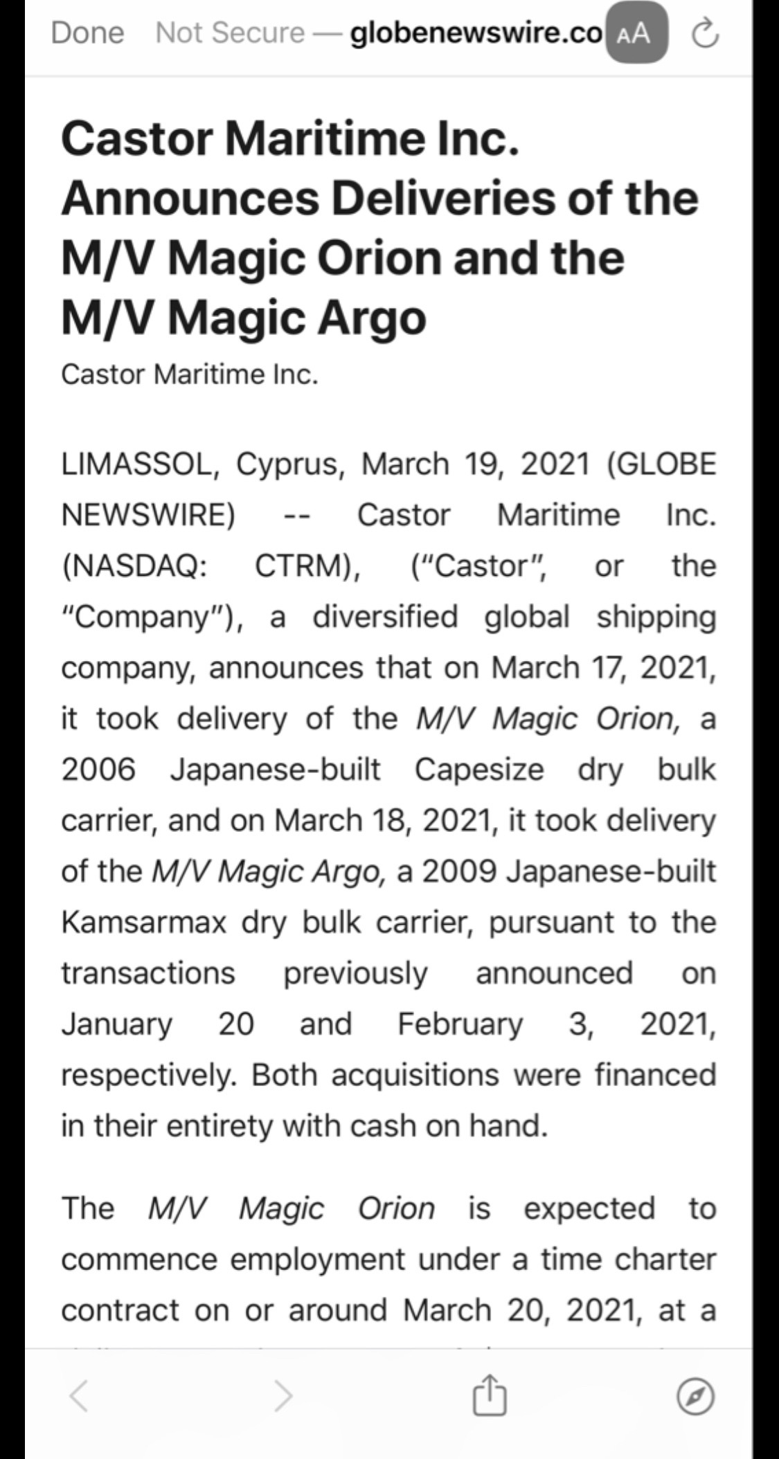 $Castor Maritime (CTRM.US)$