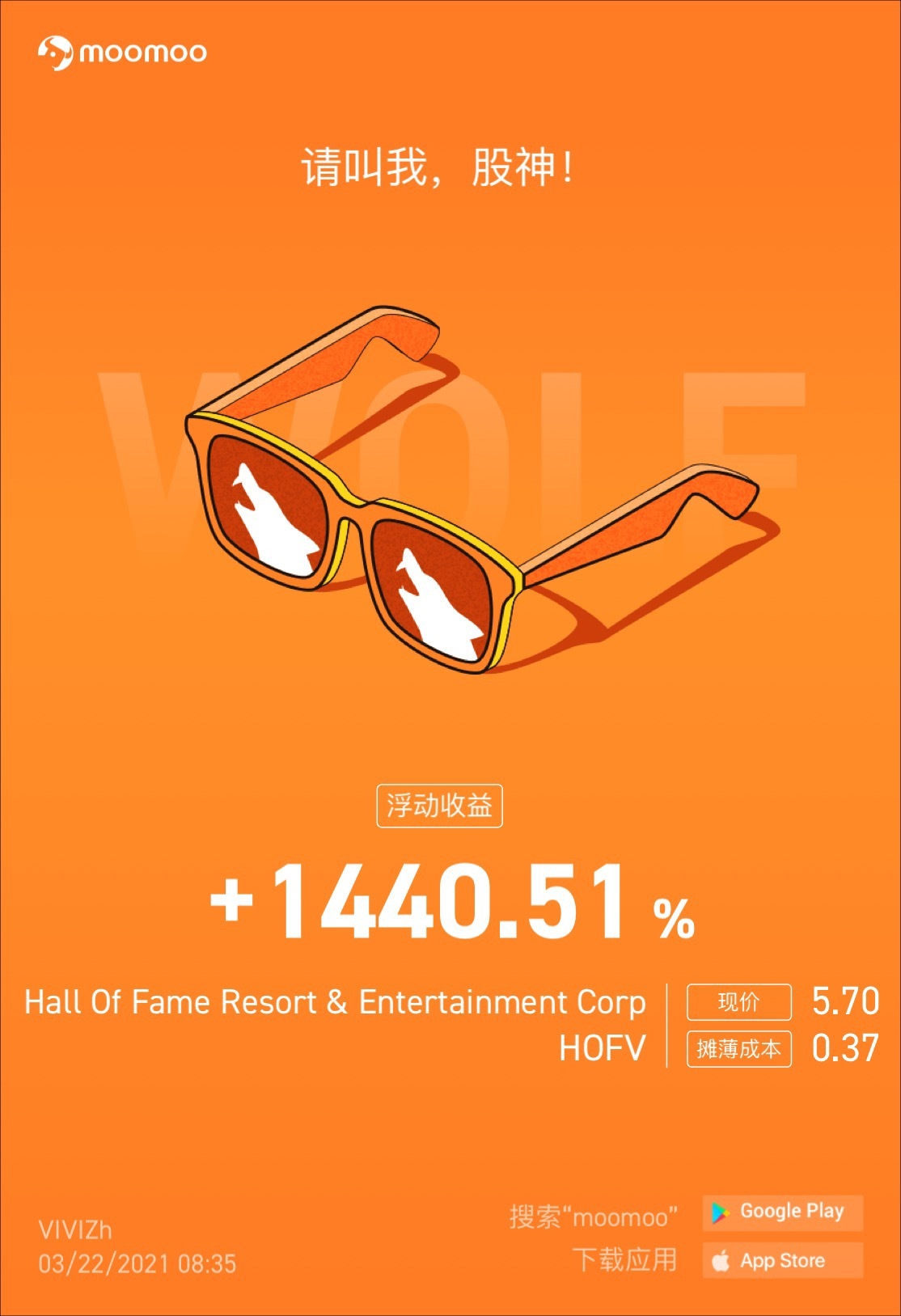 $Hall Of Fame Resort & Entertainment (HOFV.US)$ 洗剩100股的樣子😍