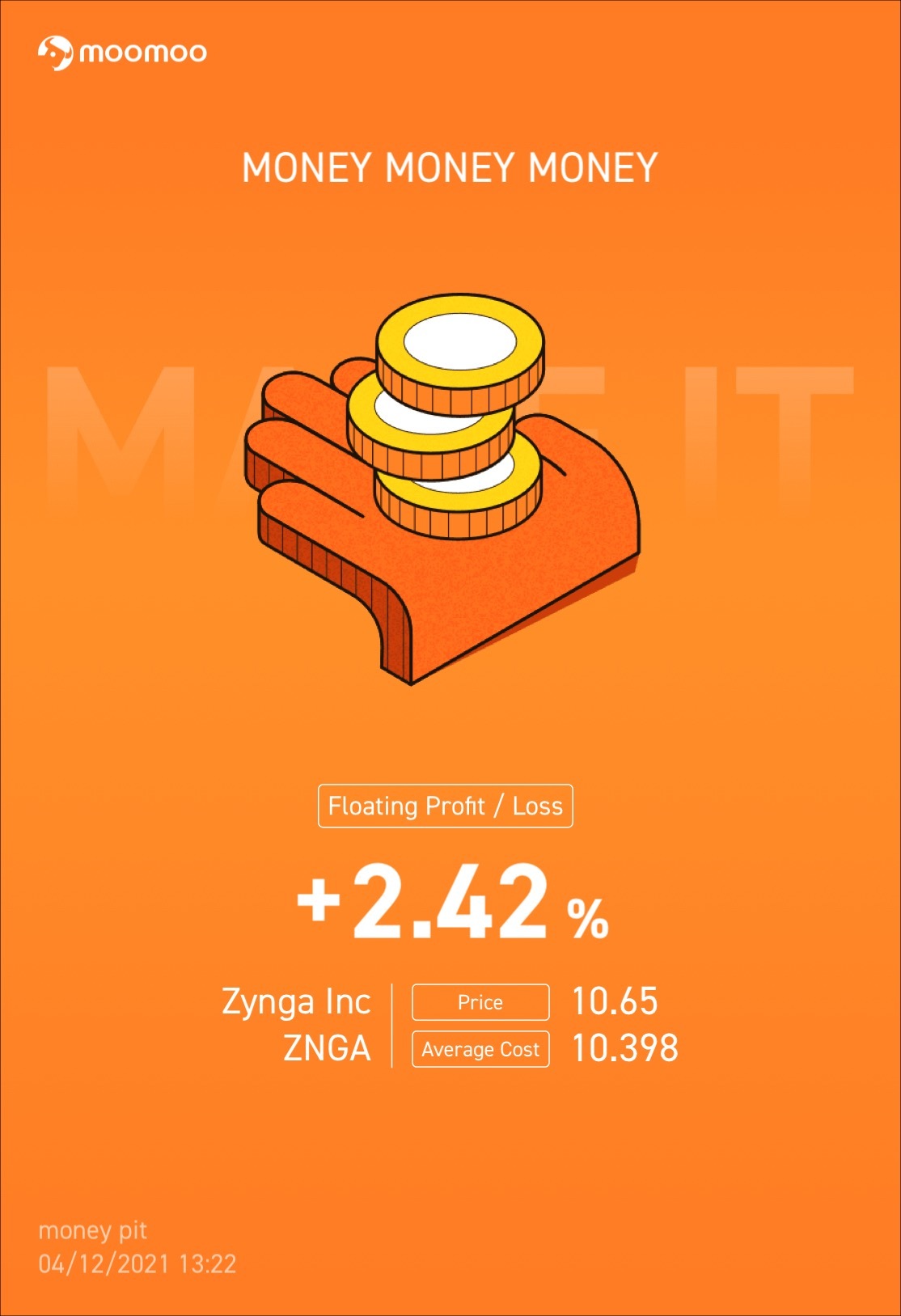 $Zynga (ZNGA.US)$ 依然在不停向前移動