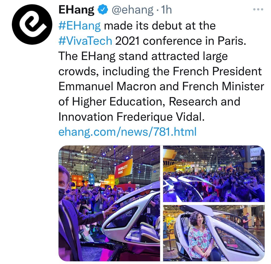 EHang stand attracted large crowds at #VivaTech2021 Paris