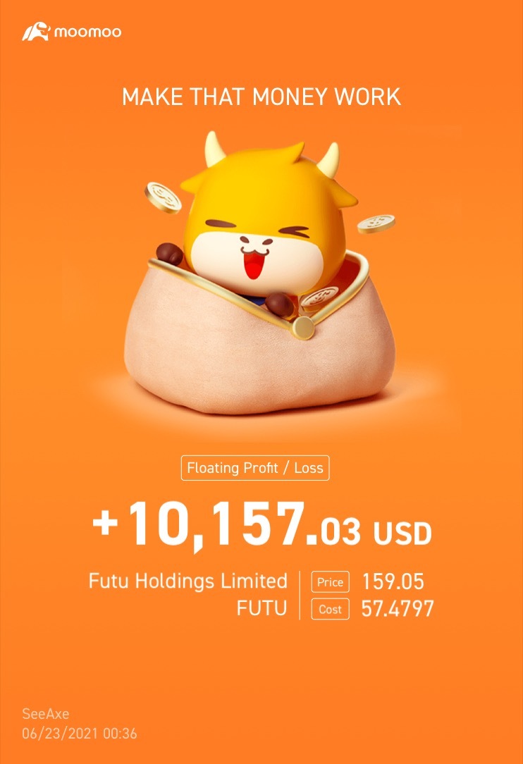 $富途控股 (FUTU.US)$  感谢富途，你值得赚取我的佣金 🎉