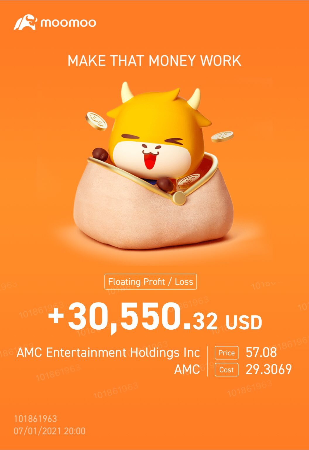 $AMC院线 (AMC.US)$ 仍然持有，等待达到10万美元！！！