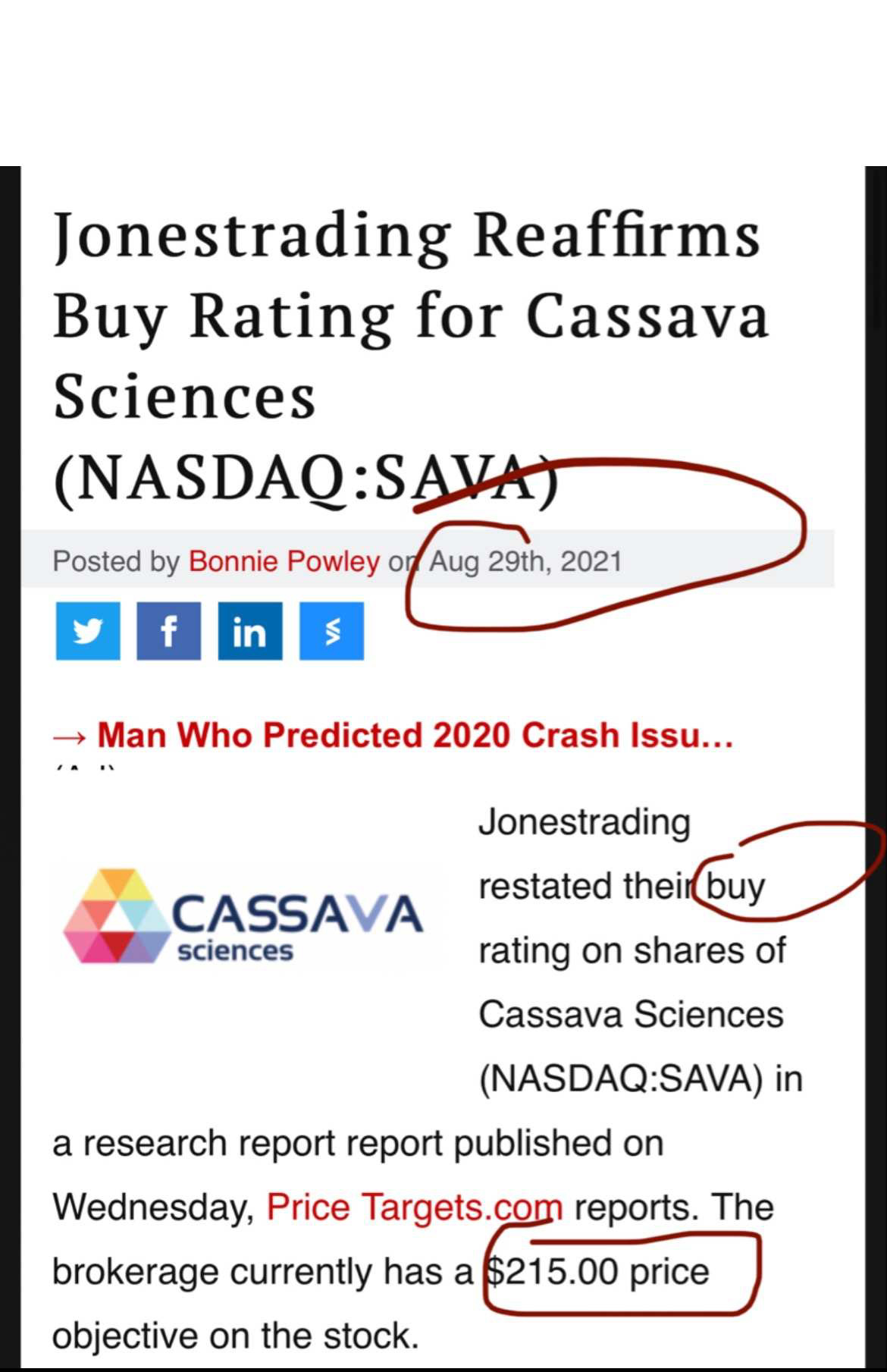 $Cassava Sciences (SAVA.US)$