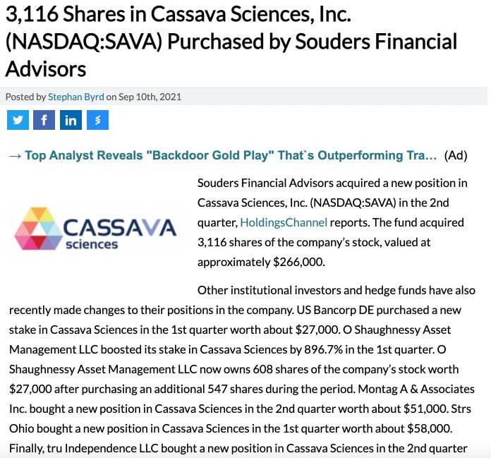 Institutions are buying  back SAVA🚀