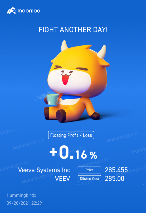 $ヴィーバ・システムズ クラスA (VEEV.US)$ 今日買いました。防衛的な成長株の長期投資となります