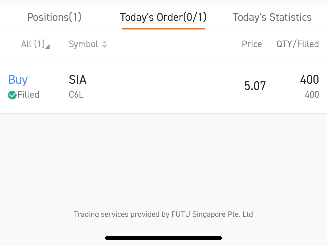 $新加坡航空公司 (C6L.SG)$ 我是新手🥲有些東西不明白。我今天早上5.07買的400shares , 爲什麼average price 會是4.895🤨我沒有其他shares了，就這400shares