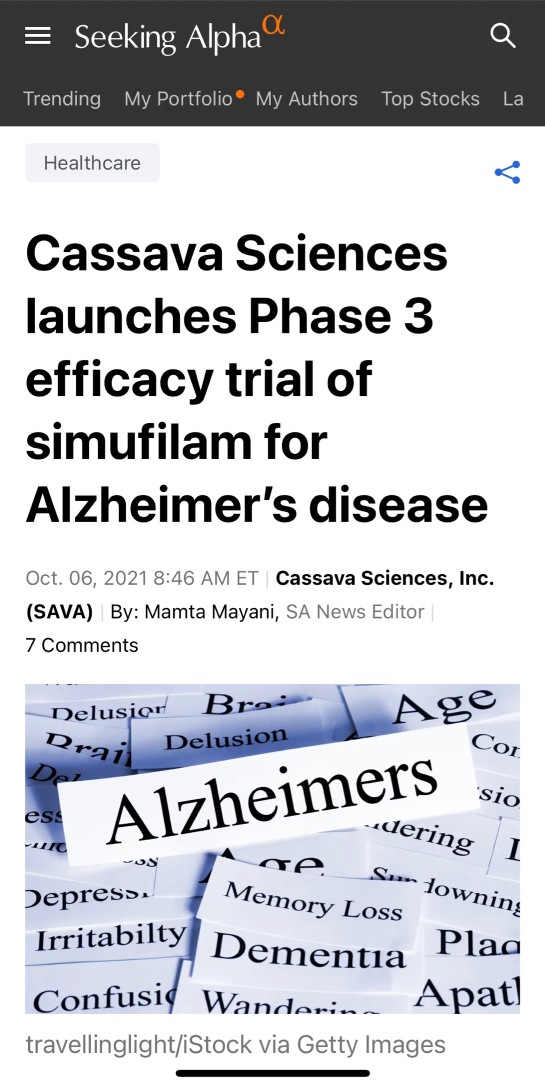 Bullish-The Evidence  is clear that SAVA, Simufilam, SavaDX, is the real deal!!