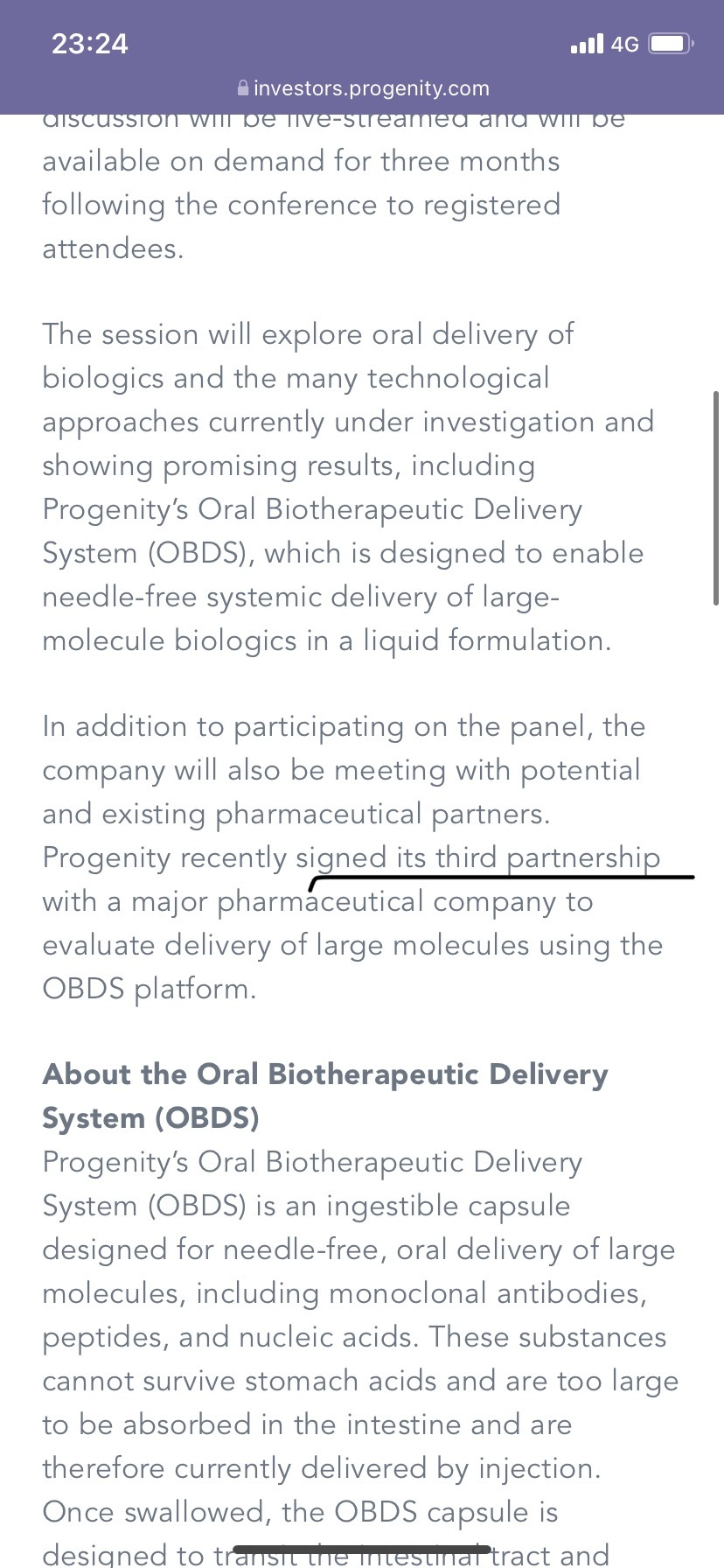 已經簽署了與大型製藥公司的合作夥伴關係